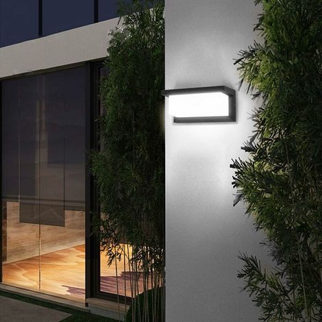 Moderne LED-Außenwandleuchte, 12 W, wasserdicht (IP65), Aluminium, Anthrazit, dekorative Beleuchtung für Hof, Garten, Terrasse, Wege, Patio, Flur, Villa, Kaltweiß (1/4)