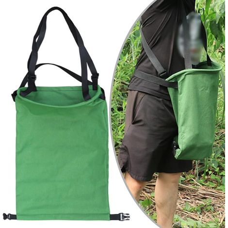 Sac de récolte réglable en toile pour grande capacité - Tablier de cueillette de fruits - Vert (1/5)