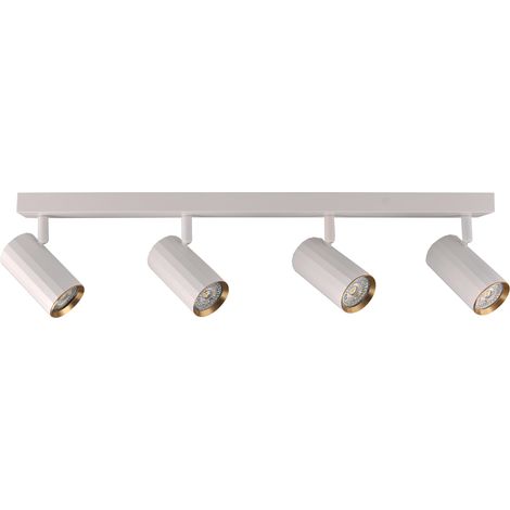 Plafonnier barre 4 spots blanc/or GU10 Nicea Polux (1/5)