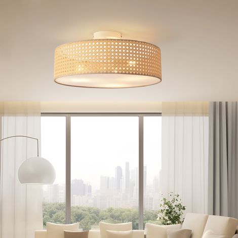 Plafoniera Ascot con Paralume Cilindrico - Effetto Rattan lux.pro