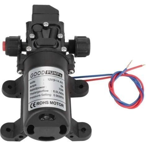 Pompe immerge membrane auto amorante, Pompe a Eau Camping Car, DC 12V 70W 0.9Mpa 4-6L/Min Pompe auto amorante membrane haute pression pour eau pour camping car, bateau, jardin (1/5)