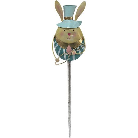 Tuteur de Jardin Décoratif Lapin en Métal Bleu Piquet à Planter Extérieur 18 x 74 cm - PANGIVO (1/2)