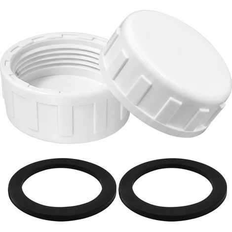 2 Pcs Bouchon d'Obturation avec Joint, Bouchon de Vidange Fileté Femelle Étanche pour Machine à Laver, Cuisine, Salle de Bain, Tuyaux d'Évacuation (50mm Blanc) (1/5)