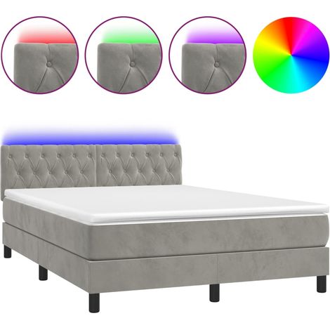 Maison Exclusive - Letto a Molle con Materasso e LED Grigio Chiaro 140x200 cm Velluto