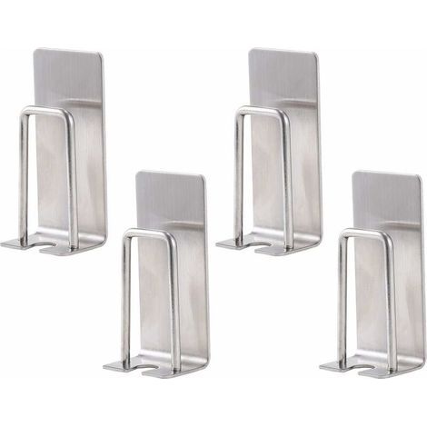 Lot de 4 supports muraux en acier inoxydable pour brosses à dents - Rangement pratique pour salle de bain (1/5)
