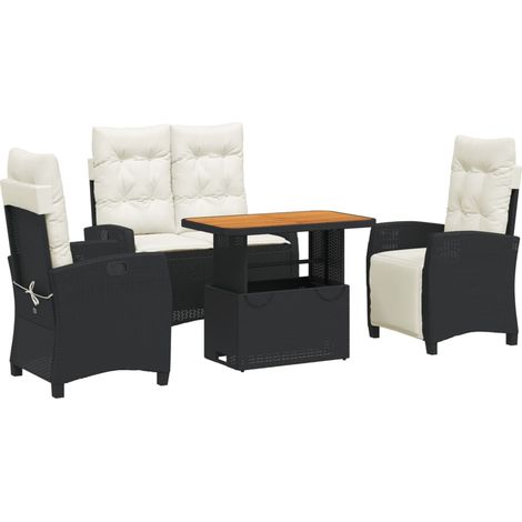 Maison Exclusive - 4-tlg. Garten-Essgruppe mit Kissen Schwarz Pol