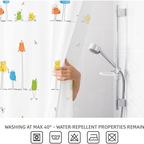 Rideau de douche et de bain rigolo à motifs de grenouilles, 1 pièce, en polyester imperméable.