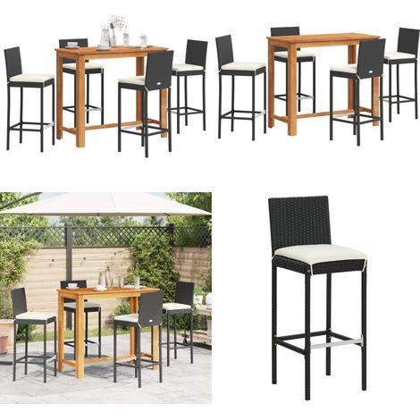 5-tlg. Gartenbar-Set Schwarz Massivholz Akazie und Poly Rattan - Gartensets - Gartenbar - Essbereich Draußen - Outdoor Möbel - Balkonmöbel - Home & Living (1/5)