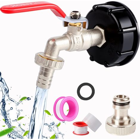 Robinet cuve 1000l s60x6 IBC cuve IBC tuyau,robinet jardin raccord cuve 1000 litres avec ,ensemble de couvercle de 1/2 pouce adaptateur de réservoir IBC,utilisé pour bache raccord cuve 1000l (1/5)