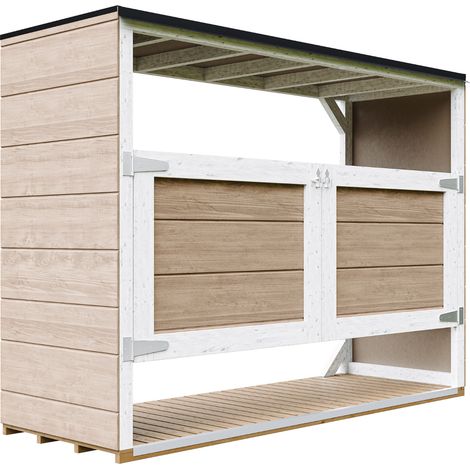 Mülltonnenbox 3er 240L Aus Wetterfest LP Smartside Holz, Mülltonnenverkleidung mit Türen, Garten Mülltonnenbox, Moderne garten box Außen – Timbela M982A-TERRA BROWN