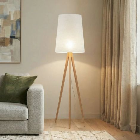 [NEUWERTIG] B-Ware Stehleuchte Lampe Walz Creme Holz Standlampe E27 Wohnleuchte Höhe 175 Cm