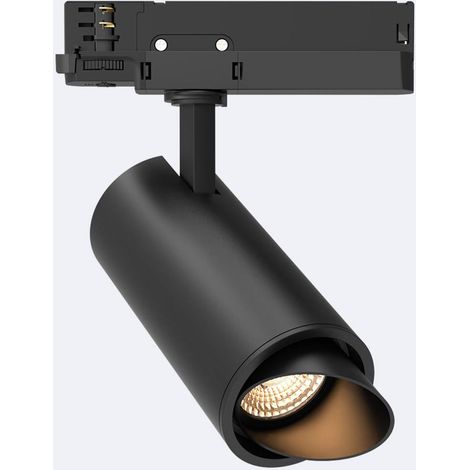 Faretto LED Fasano Nero 20W Cilindro Obliquo Regolabile per Binario Trifase 2700K Bianco Caldo