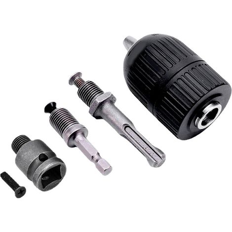 Mandrin de perçage sans clé 3 mors 1/2 pouce carré vers 1/4 pouce hexagonal, plage de serrage 2-13 mm, adaptateur (1/5)