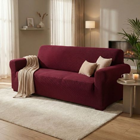 COPRIDIVANO elasticizzato ATENE universale BORDEAUX bielastico 3 POSTI cm. 180 - 200