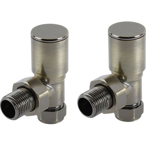 Milano Angled Heated Towel Rail Radiator Valves - Dark Brushed Brass (1/4)