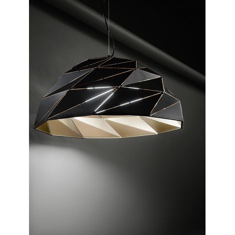 Suspension En Métal 3 Lumières E27 Noir Et Or, Design Moderne Avec Hauteur Réglable, Diamètre 56 Cm, 10S46624 Nor - Perenz, Luminaire Chic. (1/2)