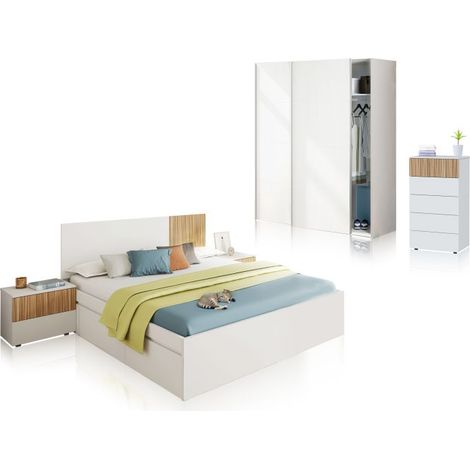 Dormitorio Nitza 5C Max V1 Blanco Artik (Blanco Mate) - Natur 156cm (ancho) x 37cm (alto) (1/5)
