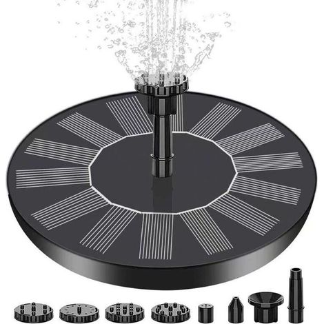 Fontaine Solaire Flottante - Pompe Pour Bassin Extérieur Avec 6 Buses - Pour Bain D Oiseaux Et Petit Étang - 1,5 W (1/4)