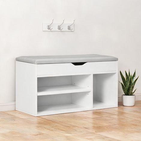 Console blanco en melamina de Madera PU 80 x 30 x 43 cm (1/5)
