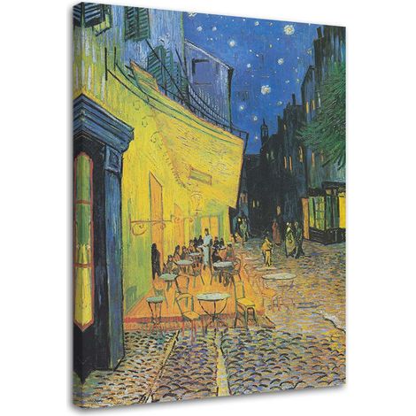 Impression sur toile, Terrasse de café la nuit - Reproduction de V. van Gogh - 40x60 (1/5)