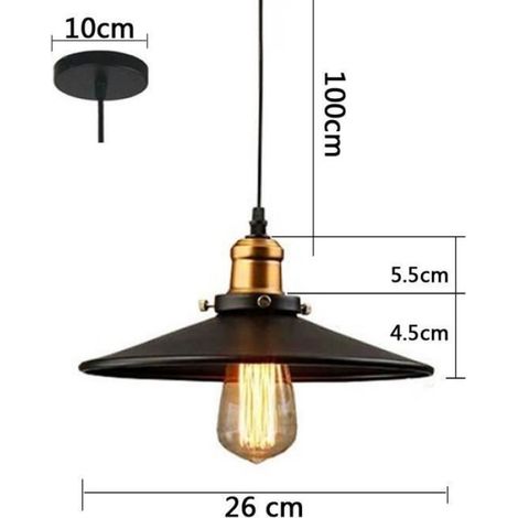 Lustre Suspension Pendentif Rtro en Fer Noir - IDEGU - Lot de 2 - Culot E27 - 40W - Cuisine (1/4)