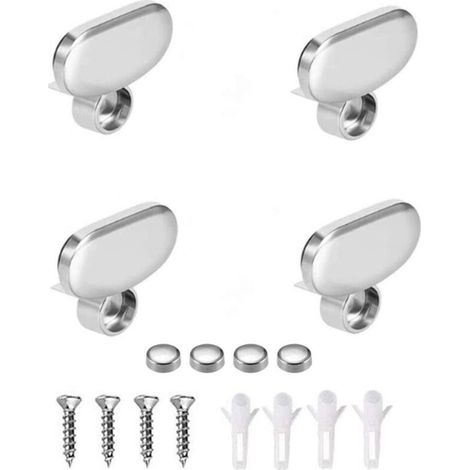 4pcs clips de miroir, clip en verre flottant miroir, clips de miroir de salle de bains, supports de support d'étagère de pince en verre (1/5)