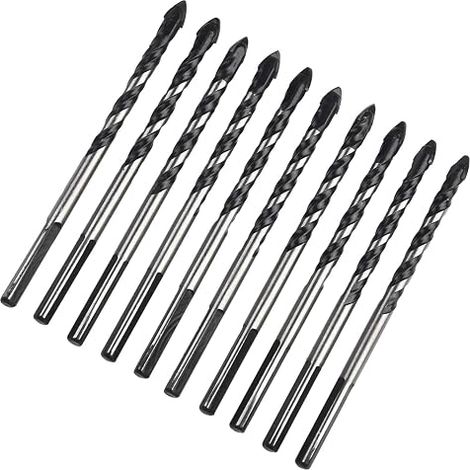 Juego de 10 brocas de carburo de tungsteno de 6 mm para azulejos, ladrillos, hormigón, porcelana, vidrio, mármol, cerámica y piedra de alta dureza. (1/5)
