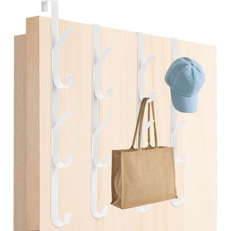 Porte-manteau à suspendre au-dessus de la porte, 4 pièces x 5 crochets pour suspendre les manteaux de porte, en acier inoxydable pour la chambre, vêtements, serviettes, chapeaux, sacs (blanc (1/5)