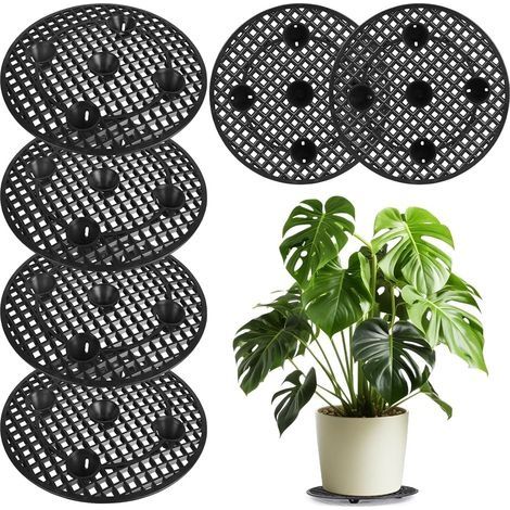 Lot de 6 Grilles de Drainage 30cm, Untersetzer Pflanzen Blumentopfgitter, Maille Pad Tapis Trou, Drainmaster Supports de Pot de Fleurs Rond pour Intérieur, Balcon, Extérieur, Jardin, T (1/5)