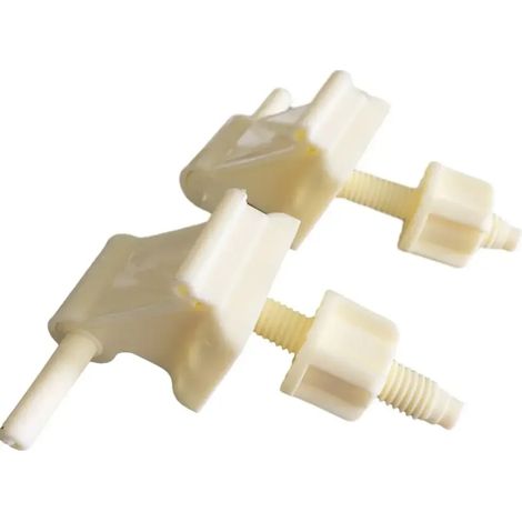 Kit de remplacement de charnières de siège de toilette en plastique blanc laiteux (accessoires inclus) : vis de fixation, écrous, vis pour couvercle de toilette, quincaillerie de salle de bain (1/5)