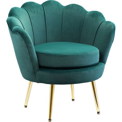 Fauteuil design coquillage NALLY vert foncé (1/5)