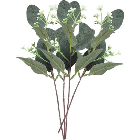Rameau D Eucalyptus Artificiel - 12 Pièces - Tige Flexible Avec Graines Blanches - 30 Cm - Pour Décoration De Mariage Et Intérieure (1/5)