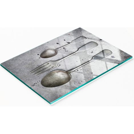 Tabla de cortar y cuberter铆a decorativa de cristal para cocina, 80x52 cm