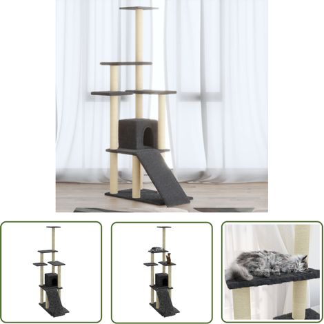 INLIFE Arbre à chat avec griffoirs en sisal Gris foncé 155 cm (1/5)