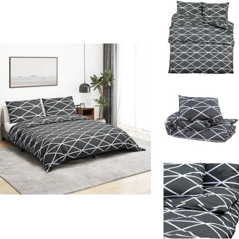 Ensemble de housse de couette Gris 260x240 cm Coton - Housses De Couette - Linge De Lit - Literie - Drap Housse - Coton (1/5)