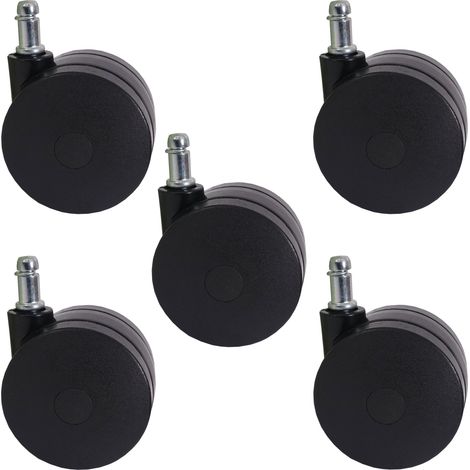 5x roulettes universelles T533, charge jusqu'à 150kg, roulettes pour chaises de bureau (1/4)
