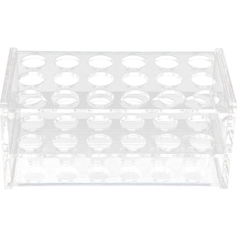 Soporte transparente para tubos de centrífuga de laboratorio, resistente a productos químicos y diseñado profesionalmente para tubos de centrífuga de 17 mm (construcción robusta).
