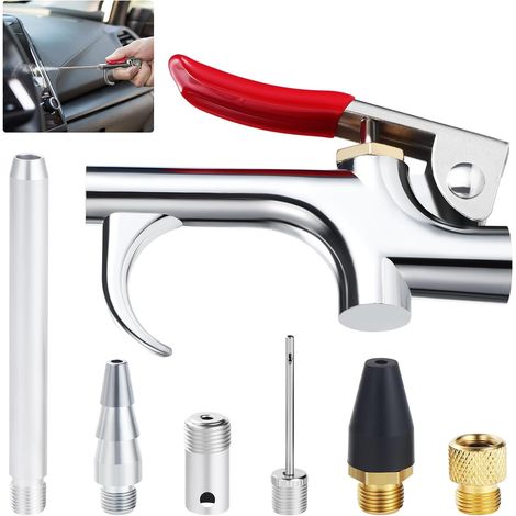 Kit de Pistolet à Air avec 6 Buses Interchangeables,Tools Kit Pistolet de Soufflage Pneumatique,Soufflette Compresseur à Air,Soufflette à Air Comprimé (1/5)