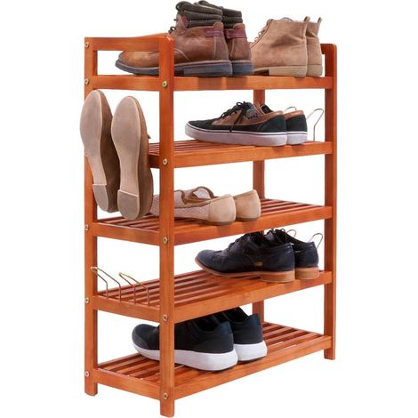 Zapatero de madera de acacia 5 estantes uso versatil 223009690 (1/5)