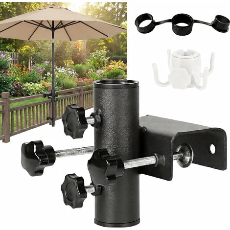 Support de parasol pour balustrade de balcon, support de parasol réglable, pour balcons, terrasses et parasols de plage (1/5)