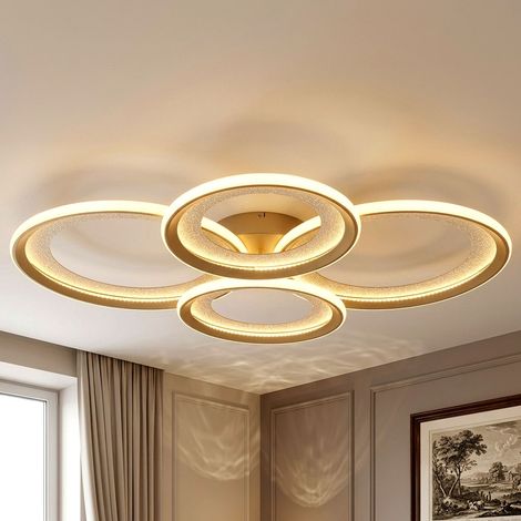 Plafoniera a LED, lampada da soffitto, lampada da corridoio, anelli regolabili, color sabbia, L 85,5 cm (1/5)