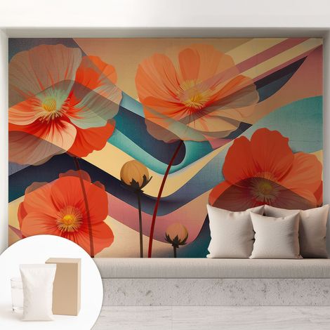 Tapete Vliestapete mit Kleber für Wohnzimmer Schlafzimmer Küche - Wanddekoration Blumen der Sinne 208x146 cm (1/5)