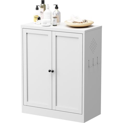 Armadio dispensa da cucina in metallo bianco 88 x 70 x 35 cm con 2 ripiani regolabili HOMVRA (1/5)