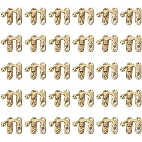 Lot de 30 petits mousquetons pour boîtes, mousqueton droit antique, mousqueton en fer de style rétro pour boîtes à bijoux avec 120 vis de rechange (mousqueton gauche jaune) (1/4)