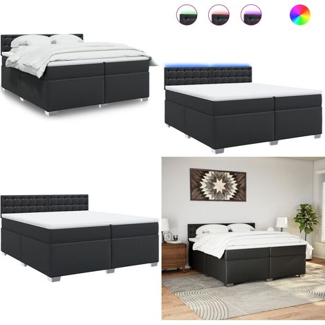 Sommier à lattes de lit avec matelas Noir 200x200 cm Similicuir - Lit Double - Lit Design - Lit Moderne - Lit Avec Rangement - Sommier Tapissier - Home & Living (1/5)