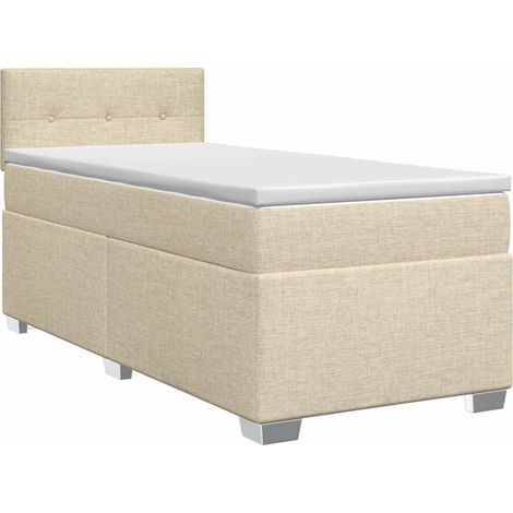 Boxspringbett mit Matratze mit Kopfteil Creme 90 x 200 cm Stoff vidaXL (1/5)