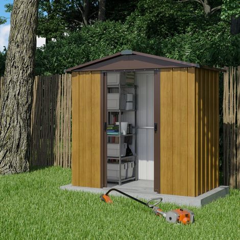 Abri de jardin métal aspect bois Yardmaster 2,3 m² + kit d'ancrage (1/9)
