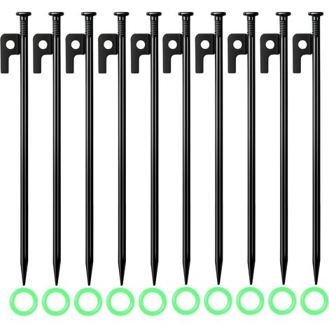 30 cm d’ancres de sol, 10 pièces de piquets de sol stables, piquets métalliques robustes, piquets de tente résistants aux tempêtes, piquets de tente en plein air pour camping, randonnée (1/5)