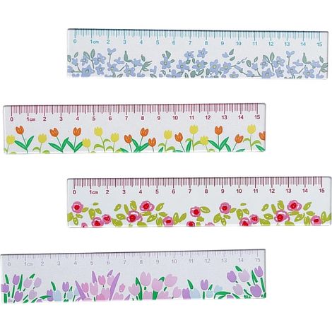 règles de dessin à motifs floraux, règle mesure en acrylique (1/5)