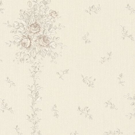 papier peint fleurs gris et couleur sable - A.S. Création (1/5)